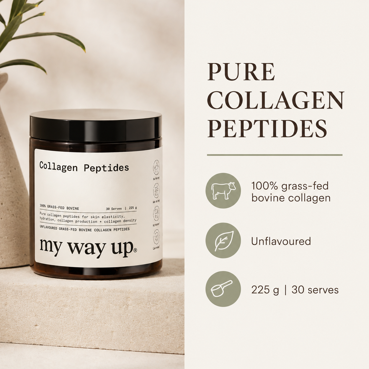 My Way Up Collagen Peptides 225g grass-fed bovine product details