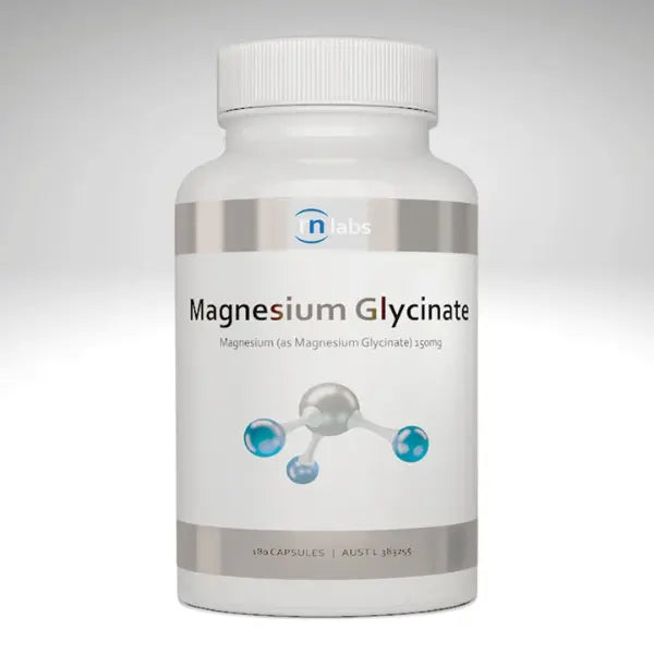 Magnesium Glycinate supplement bottle by RN Labs for muscle and nerve health support.