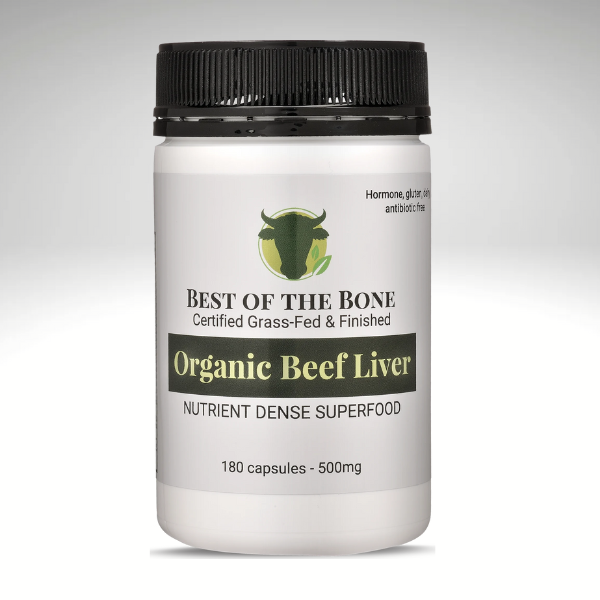 Best of the Bone Organic Beef Liver Nutrient Dense Superfood 180 Capsules