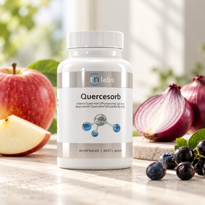 RN Labs Quercesorb 60 Capsules lifestyle image with natural quercetin food sources