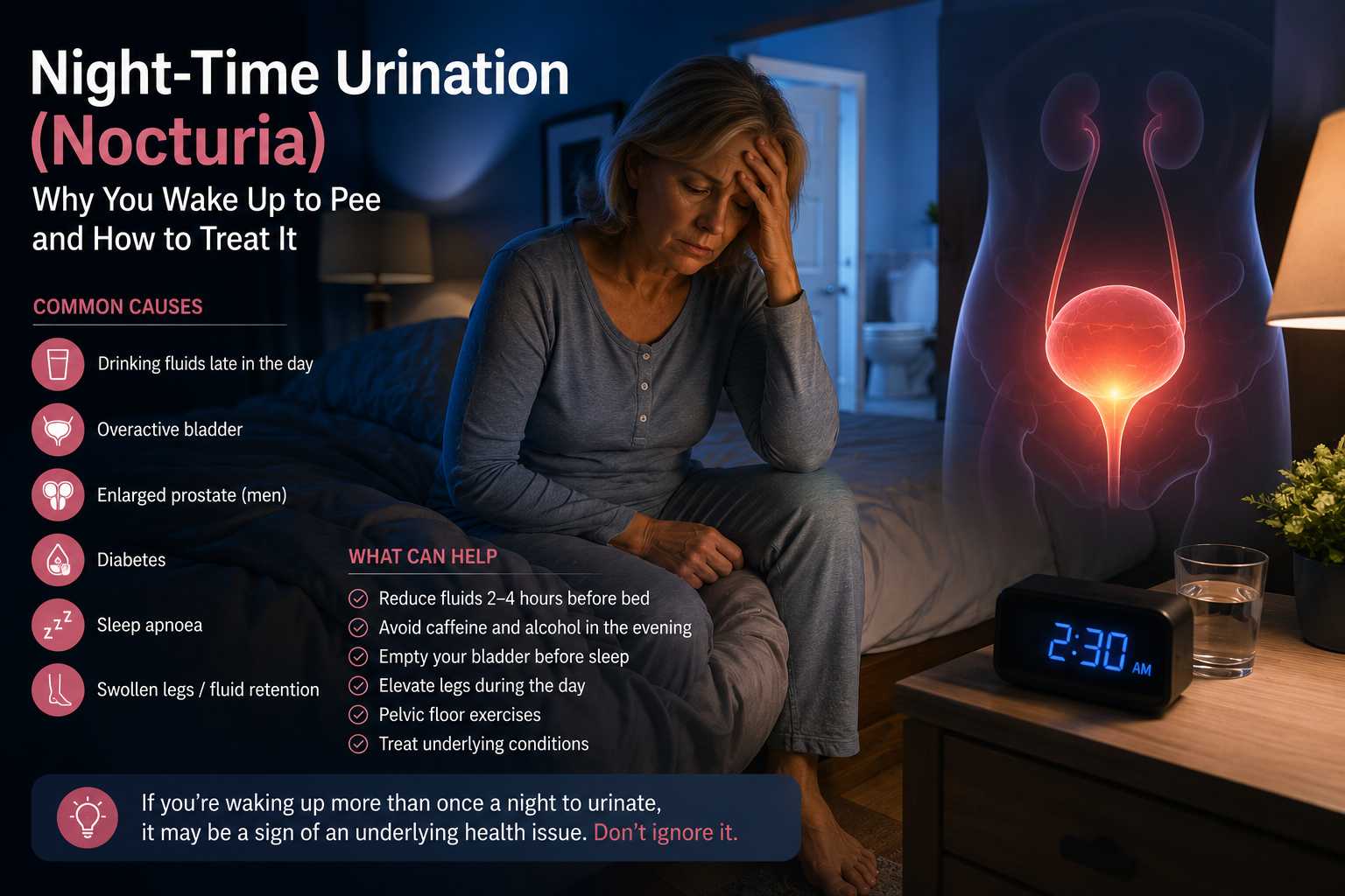 Night-Time Urination (Nocturia): Causes, Treatment and How to Stop Waking Up to Pee