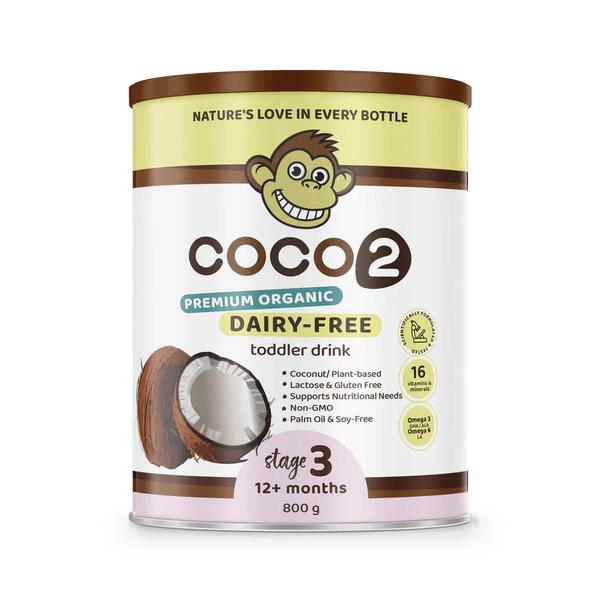 Premium Organic Toddler Formula +12 months. Coco2 Premium Organic Toddler Formula, Stage 3, Coconut-Based, Dairy-Free, 800g Tin