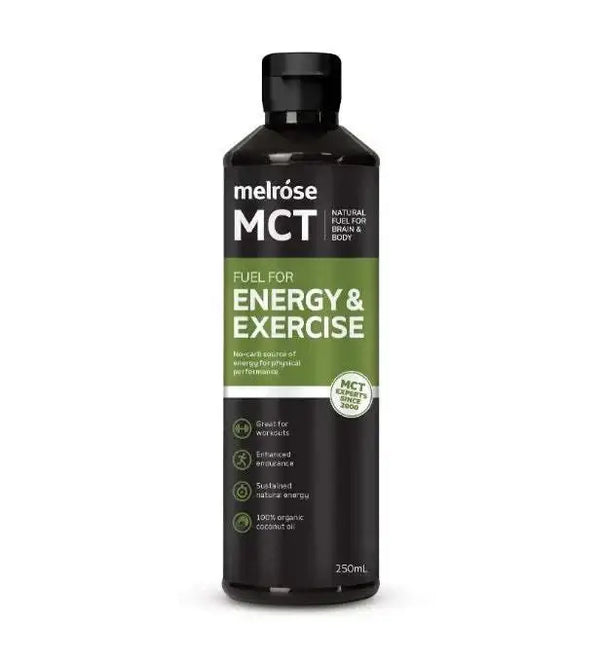 Melrose MCT Oil energy & exercise bottle of 250mL.