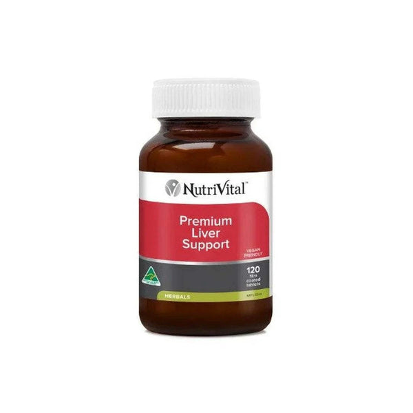 NutriVital Premium Liver Support bottle with 120 capsules for liver health and digestion.