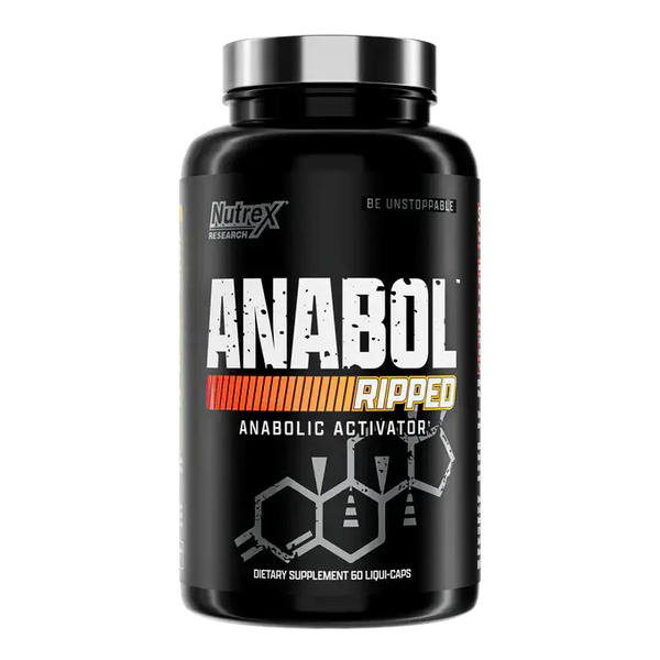 Nutrex Research Anabol Ripped supplement bottle, advanced fat loss and muscle support, 60 servings.