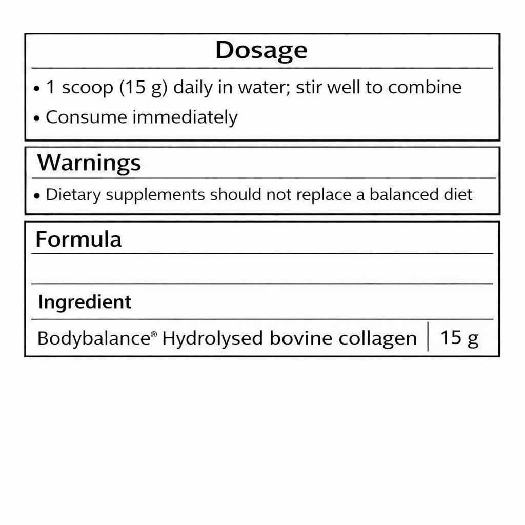 Active Muscle Collagen directions and formula: one 15g scoop daily in water