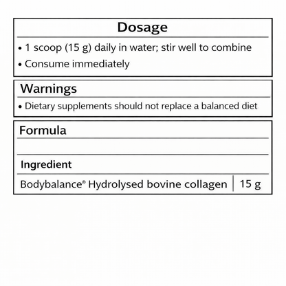 Dosage and ingredient information for Designs for Health Active Muscle Collagen, highlighting active muscle collagen usage.