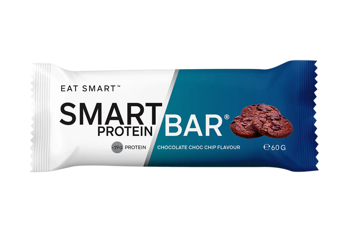 Smart Protein Bar in chocolate choc chip flavor packaging, 60g.