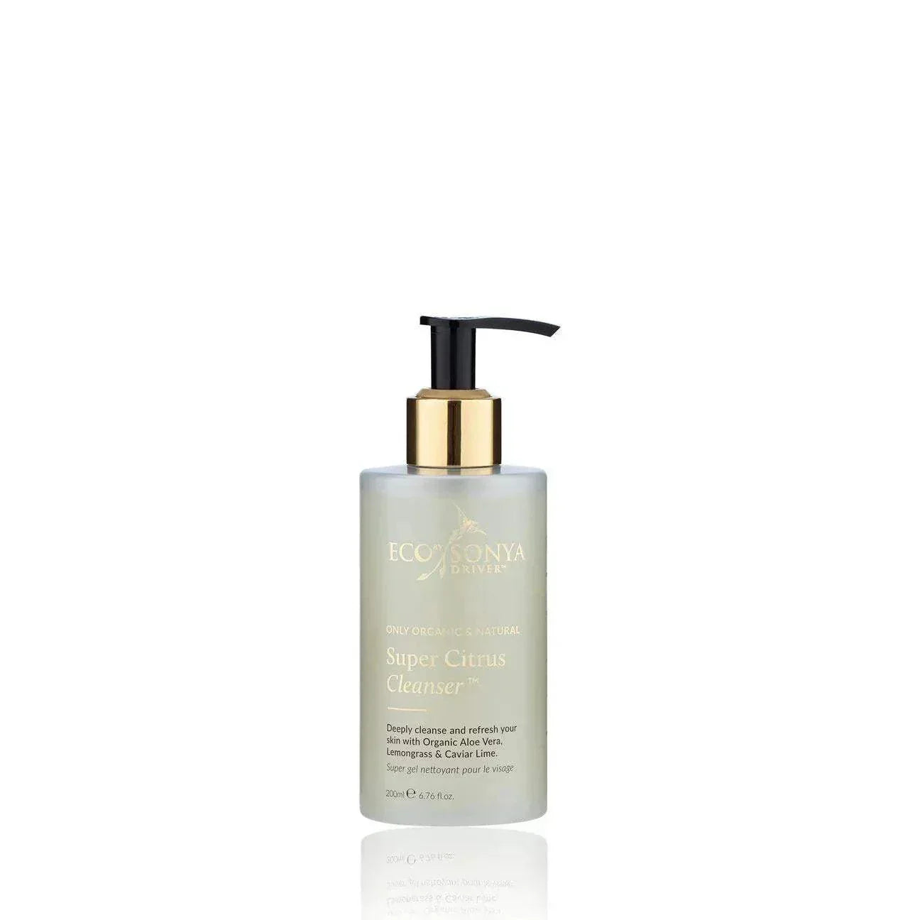 Organic Super Citrus Cleanser - Eco Sonya bottle with pump, certified organic facial cleanser for all skin types.