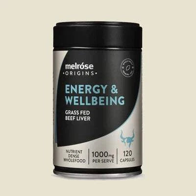 Melrose Origins Grass Fed Beef Liver Capsules for energy and wellbeing, 1000mg per serve, 120 capsules.