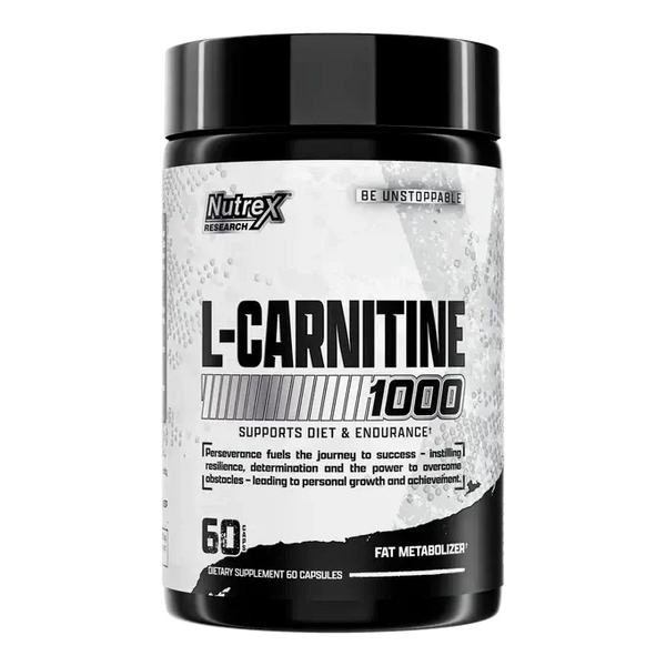 Nutrex Research L-Carnitine 1000 60 Serves supplement bottle.