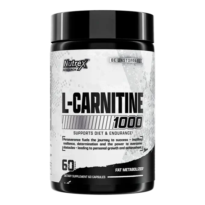 Nutrex Research L-Carnitine 1000 60 Serves supplement bottle.