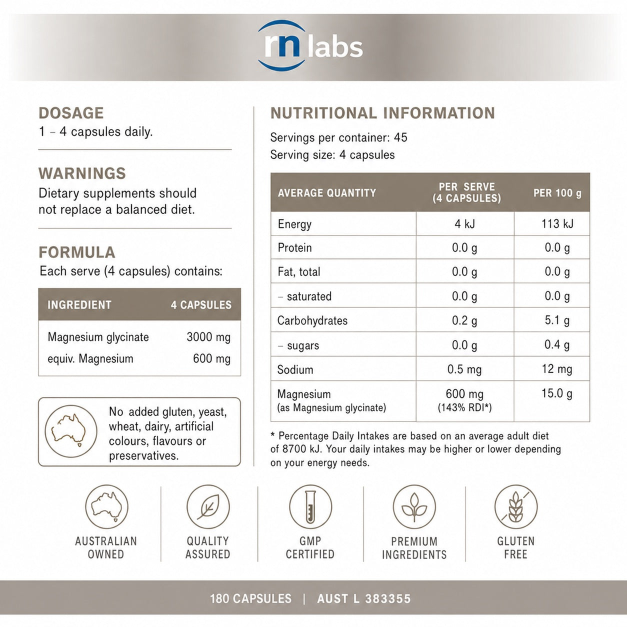 Magnesium Glycinate by RN Labs