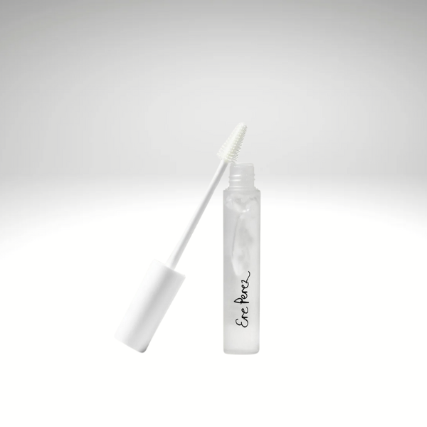 Aloe Gel Lash & Brow Mascara by Ere Perez in clear bottle with applicator wand.