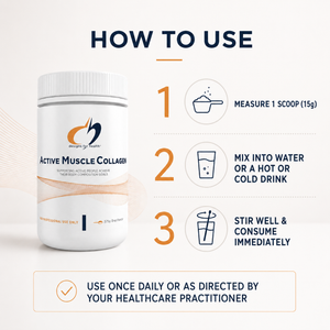 Active Muscle Collagen directions: mix one 15g scoop once daily