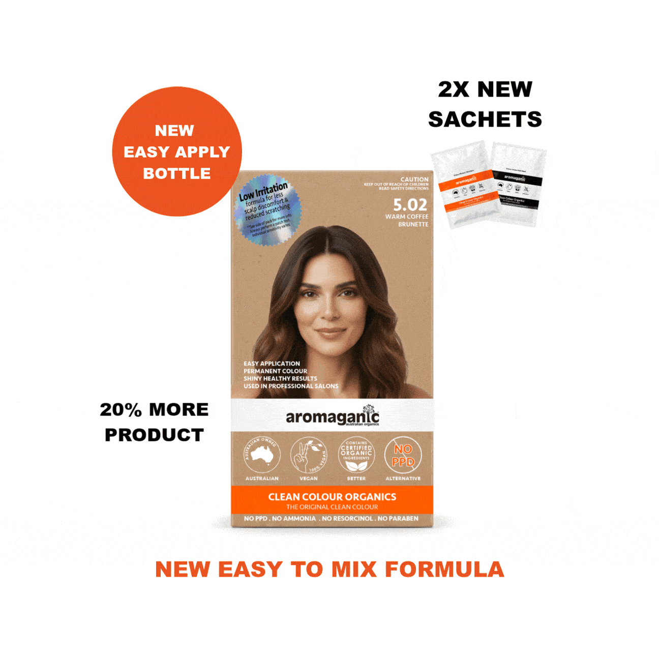 Aromaganic 5.02 Warm Coffee permanent hair colour