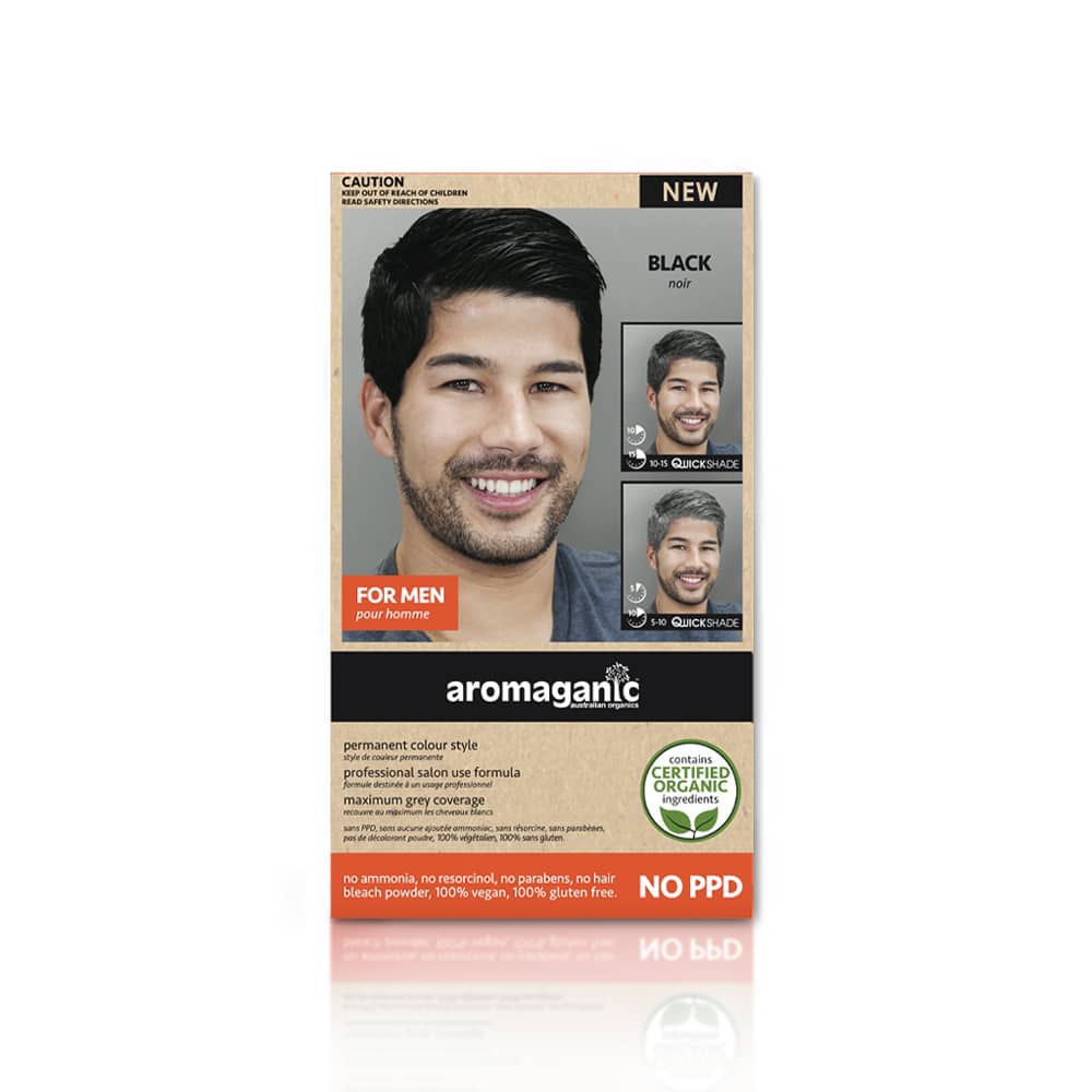 Aromaganic Men's 1.0N Black Natural permanent hair colour