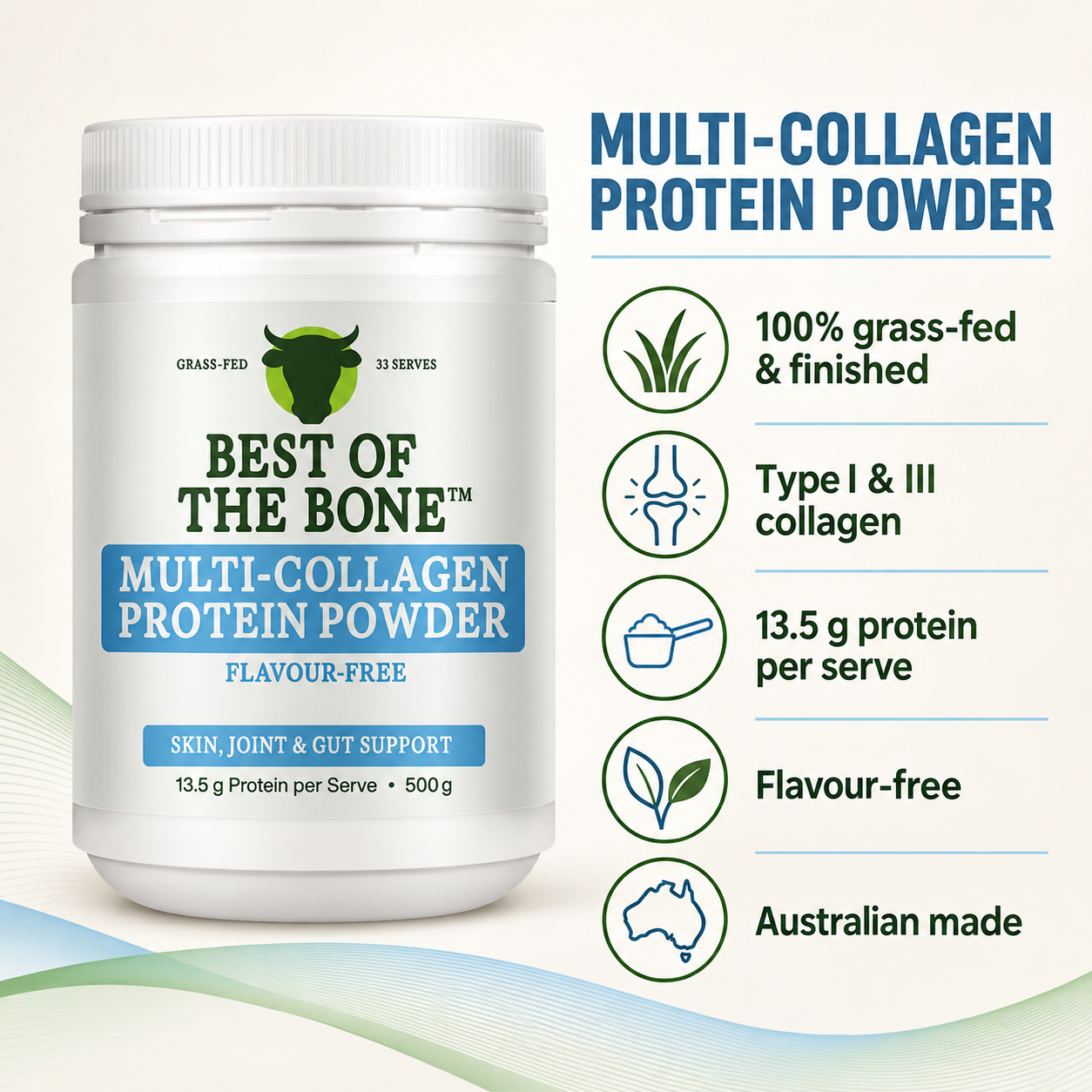 Best of the Bone Multi-Collagen Protein Powder 500g key product features