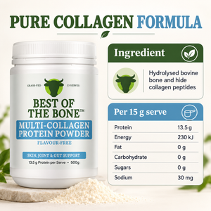 Best of the Bone Multi-Collagen Protein Powder ingredient and nutrition per 15 gram serve