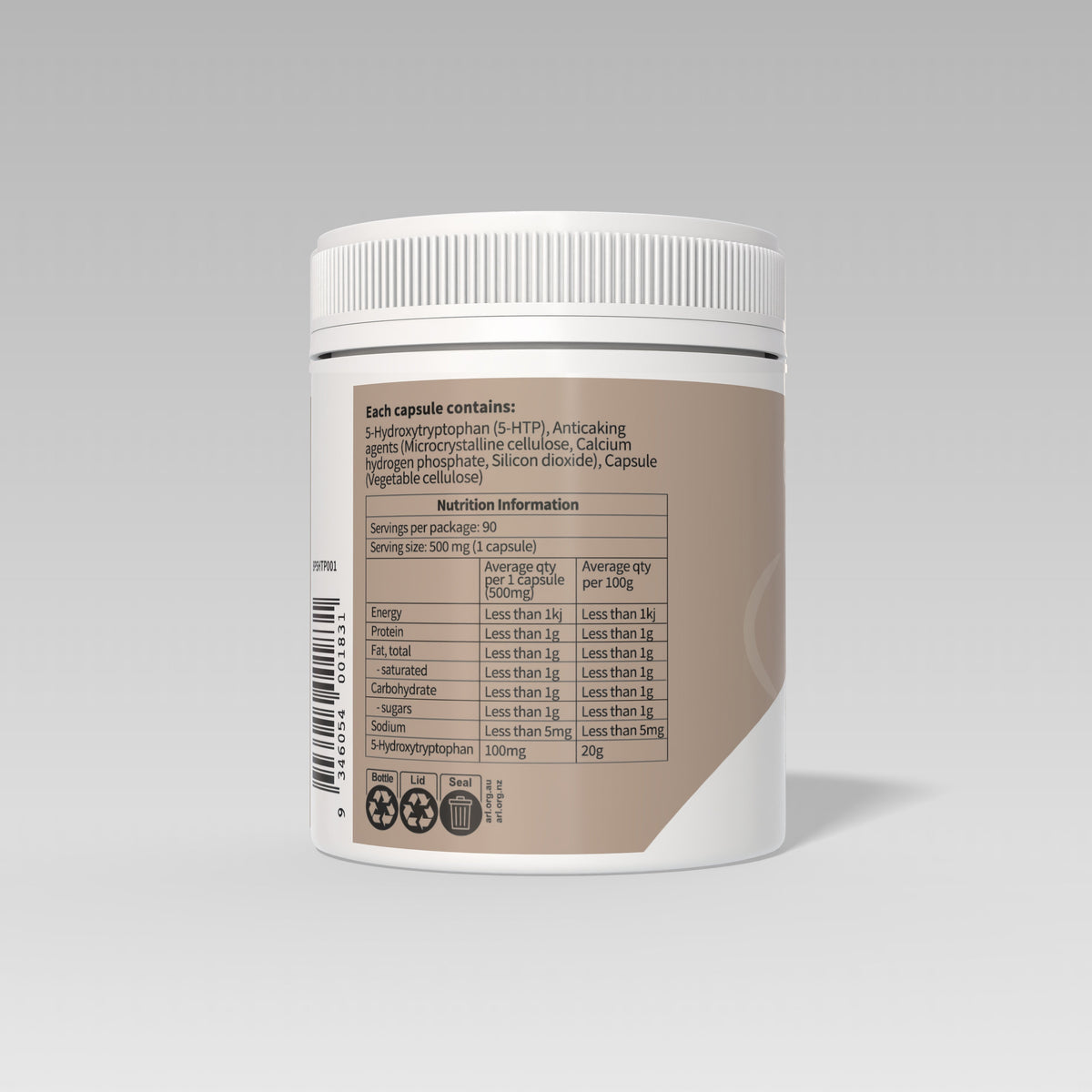 Bio-Practica 5-HTP ingredients and nutrition panel