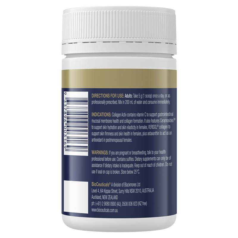 BioCeuticals Collagen Activ directions warnings and storage label