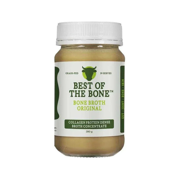 Best of the Bone beef bone broth concentrate jar with collagen protein and nutrients.