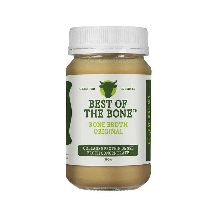 Best of the Bone beef bone broth concentrate jar with collagen protein and nutrients.