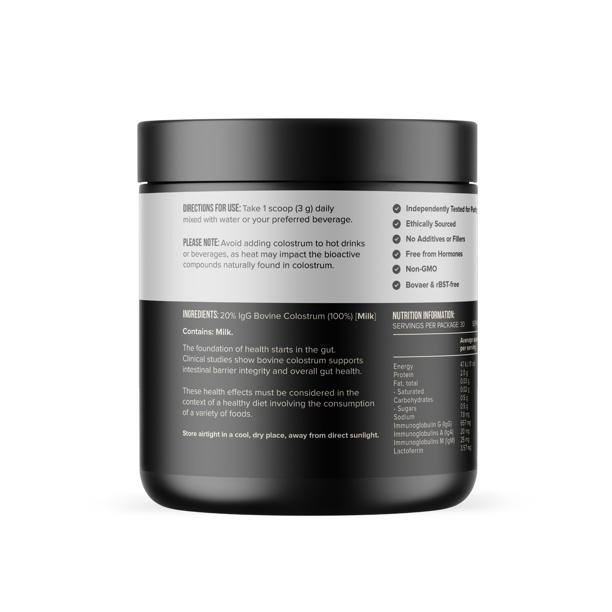 Chief Colostrum ingredients and product information