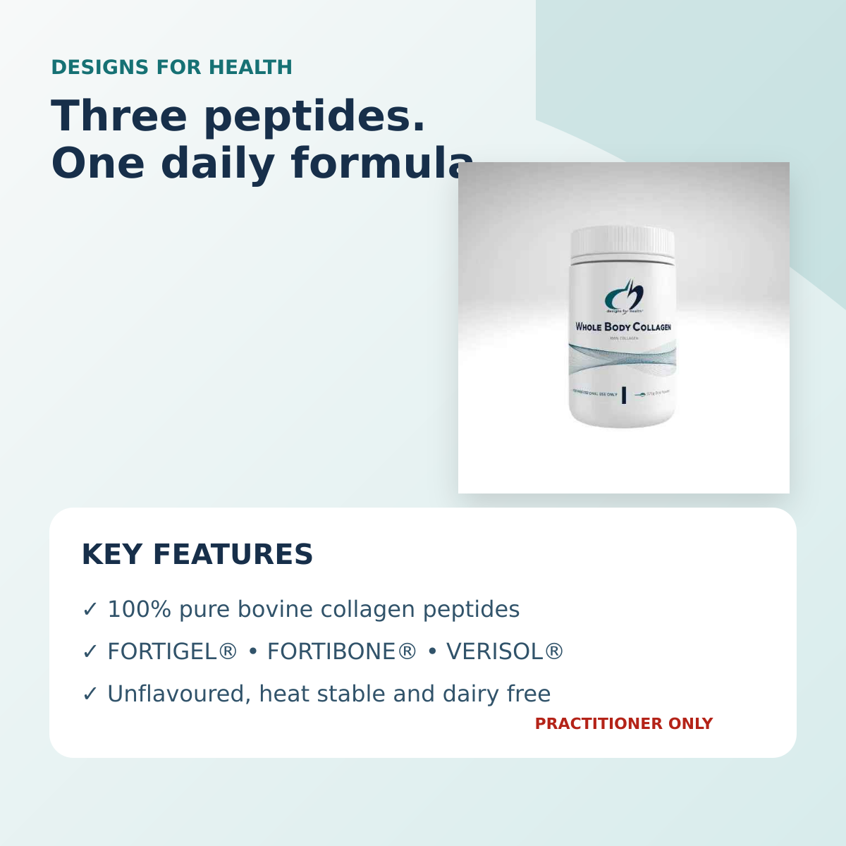 Designs for Health Whole Body Collagen 375g key features and collagen peptides