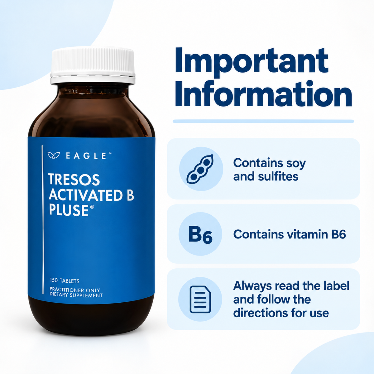 Eagle Tresos Activated B PluSe safety information and allergen warnings