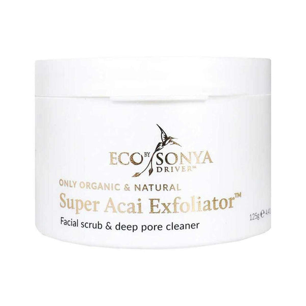 Organic Super Acai Exfoliator by Eco Sonya, 125g facial scrub, deep pore cleaner, antioxidant-rich exfoliator.