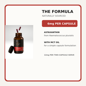Genetic Labs Pure Astaxanthin formulation with 6mg astaxanthin per capsule and MCT oil