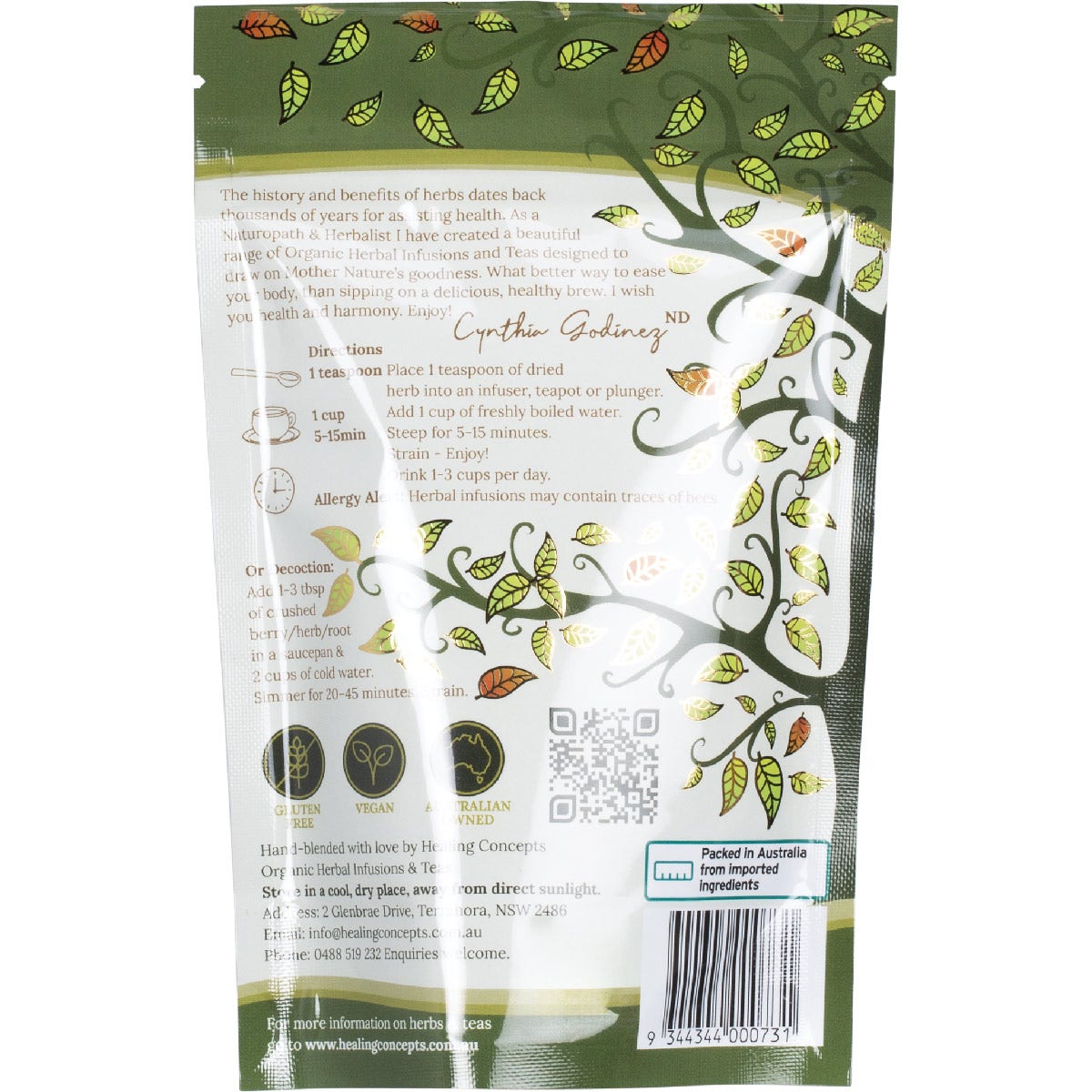 Healing Concepts Organic English Breakfast Tea 50g back package