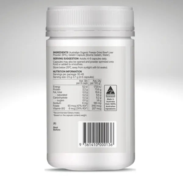 Best of the Bone Organic Beef Liver 180 Capsules - GoodnessBox