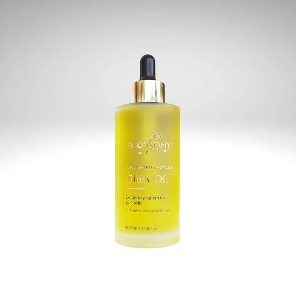 Organic Glory Oil by Eco Sonya - certified organic facial oil in 100ml bottle for hydrated, radiant skin.