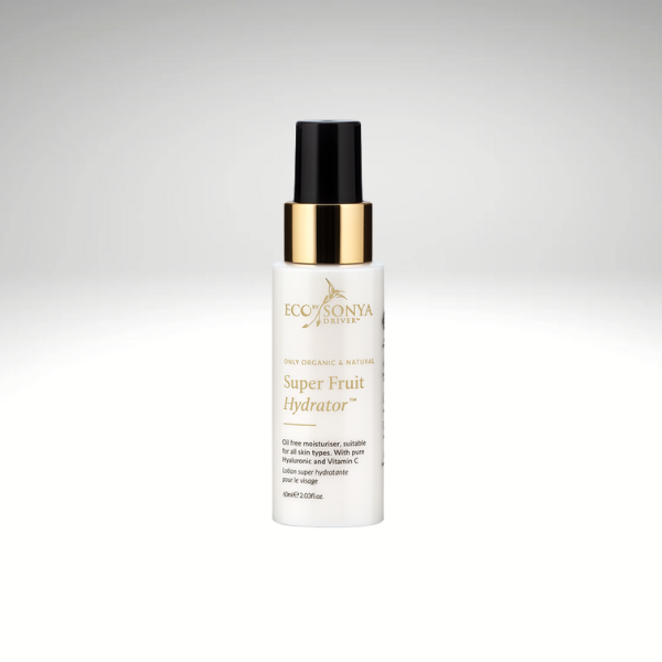 Super Fruit Hydrator by Eco Sonya in a 60ml bottle with a sleek design and gold cap, ideal for lightweight hydration and radiant skin.