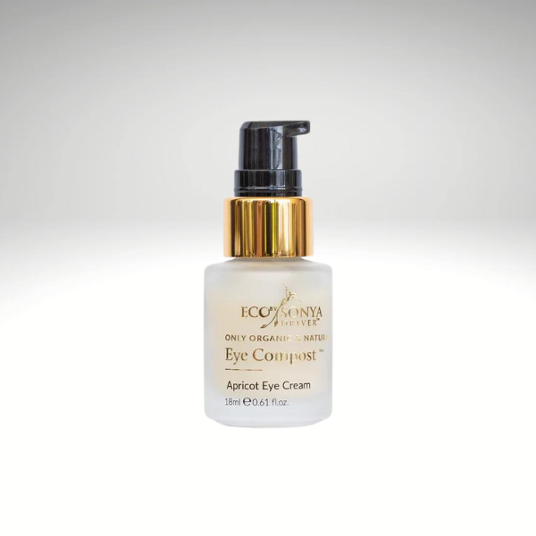 Eye Compost Apricot Eye Cream by Eco Sonya in 18ml bottle with pump dispenser.