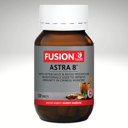 Astra 8 Immune Tonic 120 tablets by Fusion Health, traditional Chinese herbal formula for vitality and immune support.