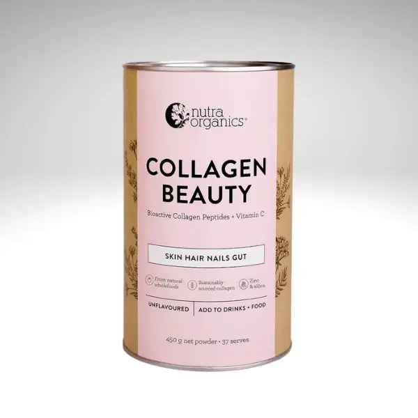 Collagen Beauty Powder 450g Unflavoured by Nutra Organics for skin, hair, nails, and gut support.