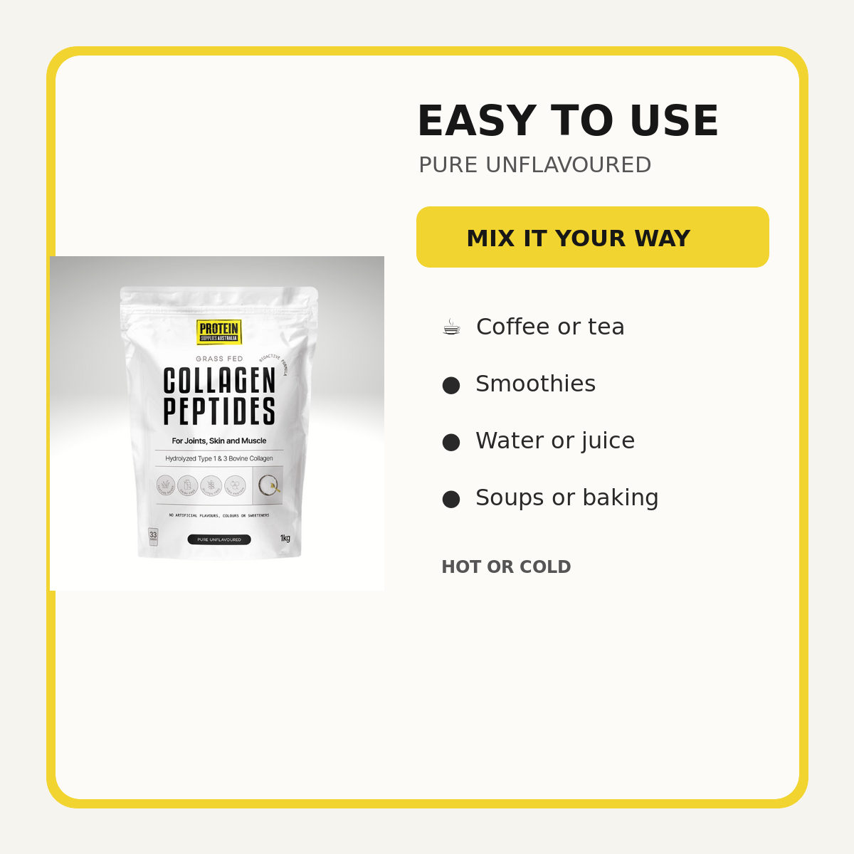 Ways to use Protein Supplies Australia unflavoured collagen peptides in drinks and recipes