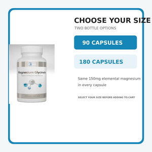 RN Labs Magnesium Glycinate available in 90 and 180 capsule bottle sizes