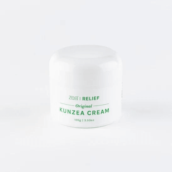 Zea Relief Original Kunzea Cream - 100g jar for muscle and joint pain relief.